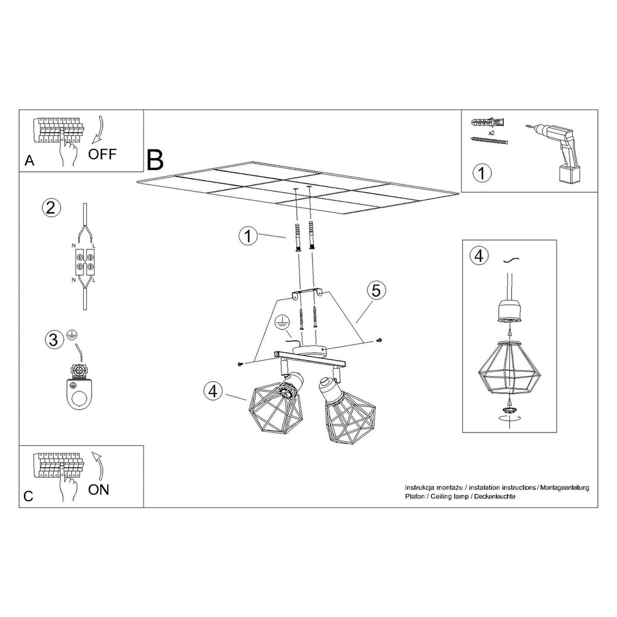 Ceiling lamp ARTEMIS 2 black
