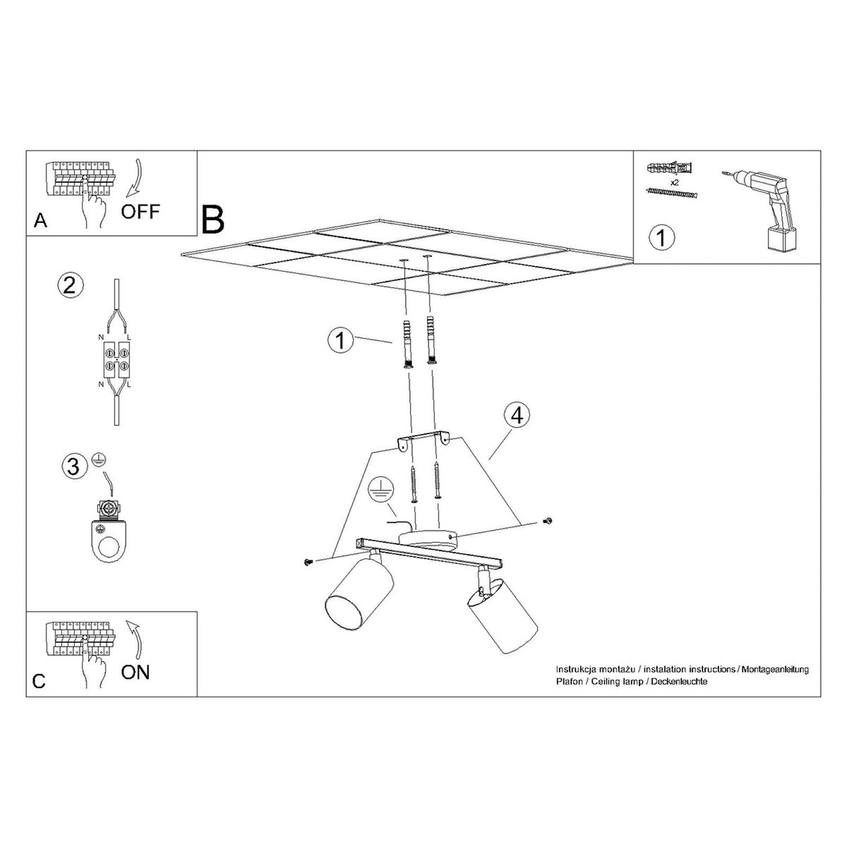 Ceiling lamp LEMMI 2 black
