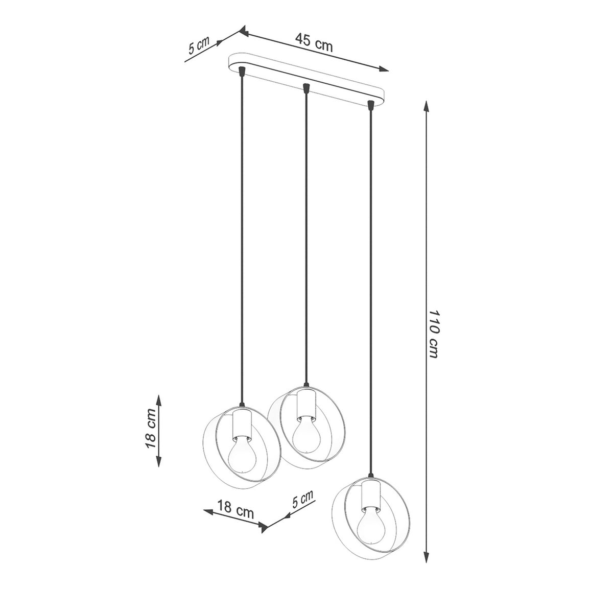 Pendant lamp TITRAN 3 biała