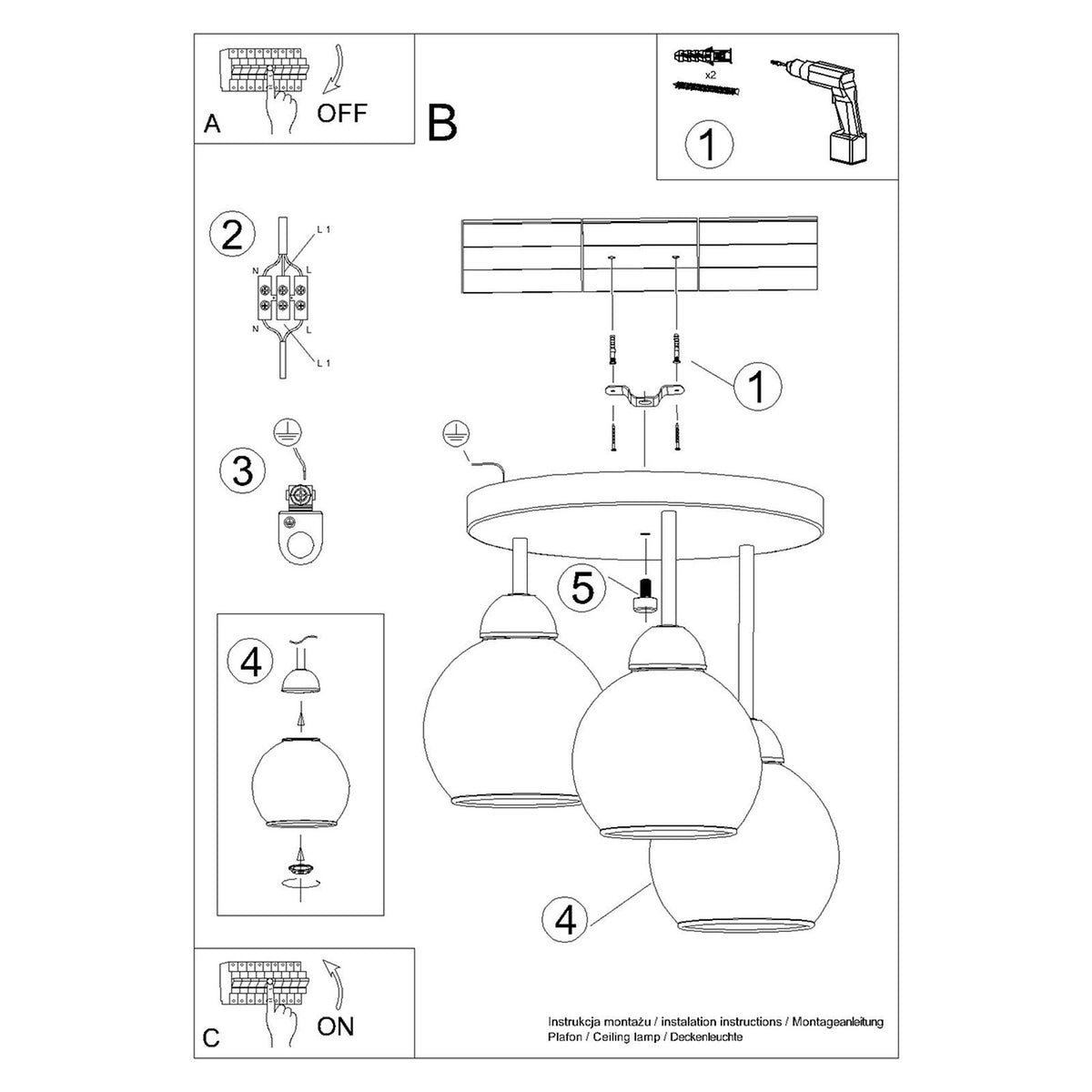 Chandelier ALINO 3 black