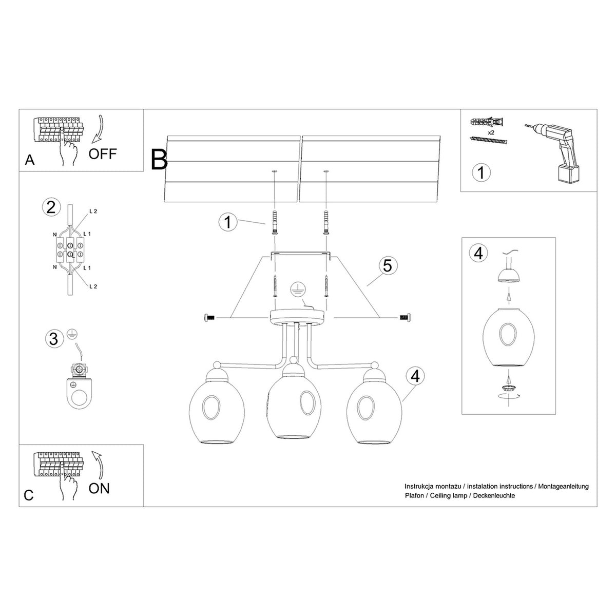Chandelier FILLAN 3 black