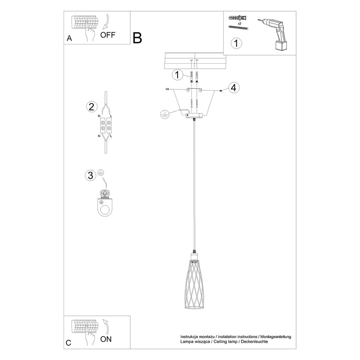 Pendant lamp SUBA 1 black
