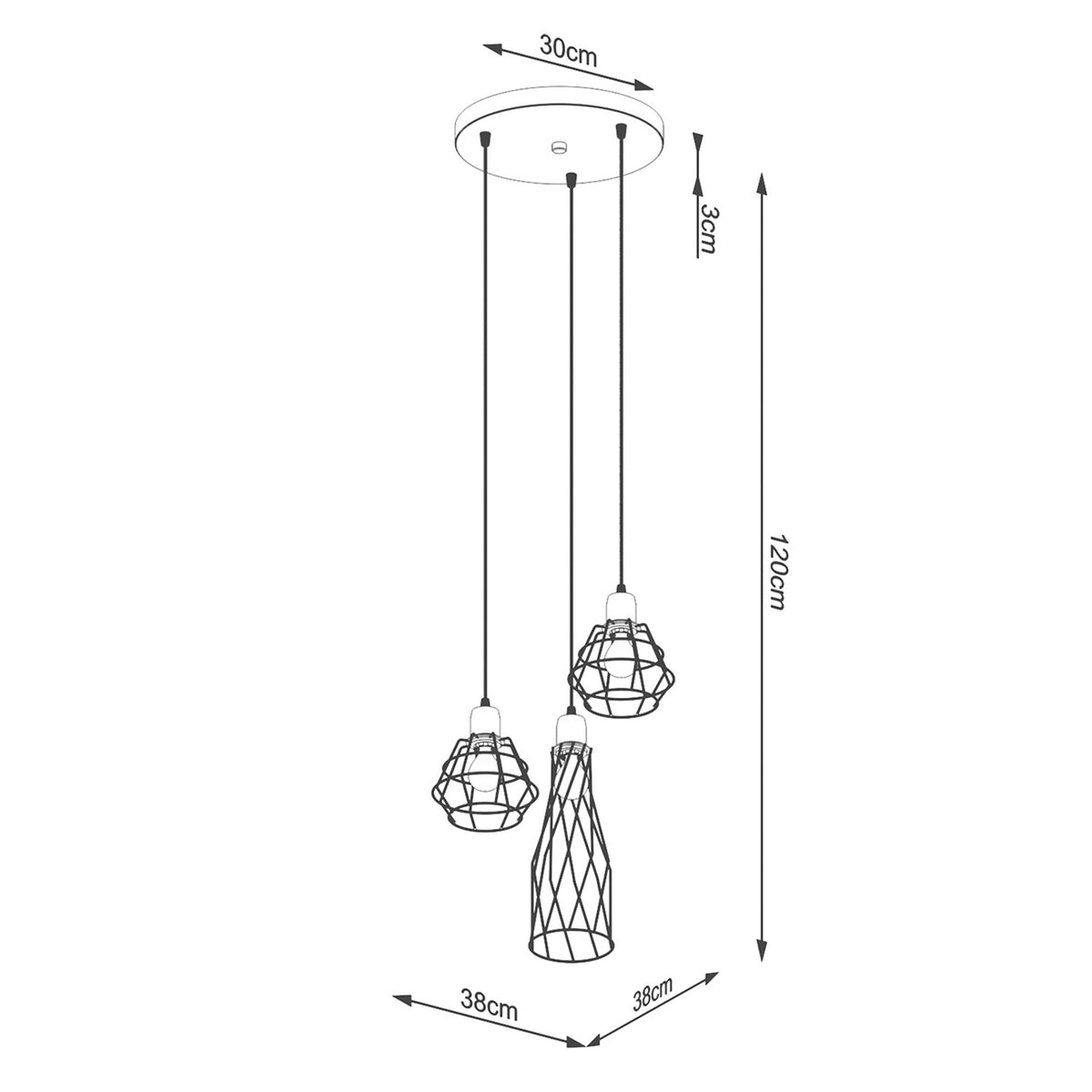 Pendant lamp SUBA 3P black