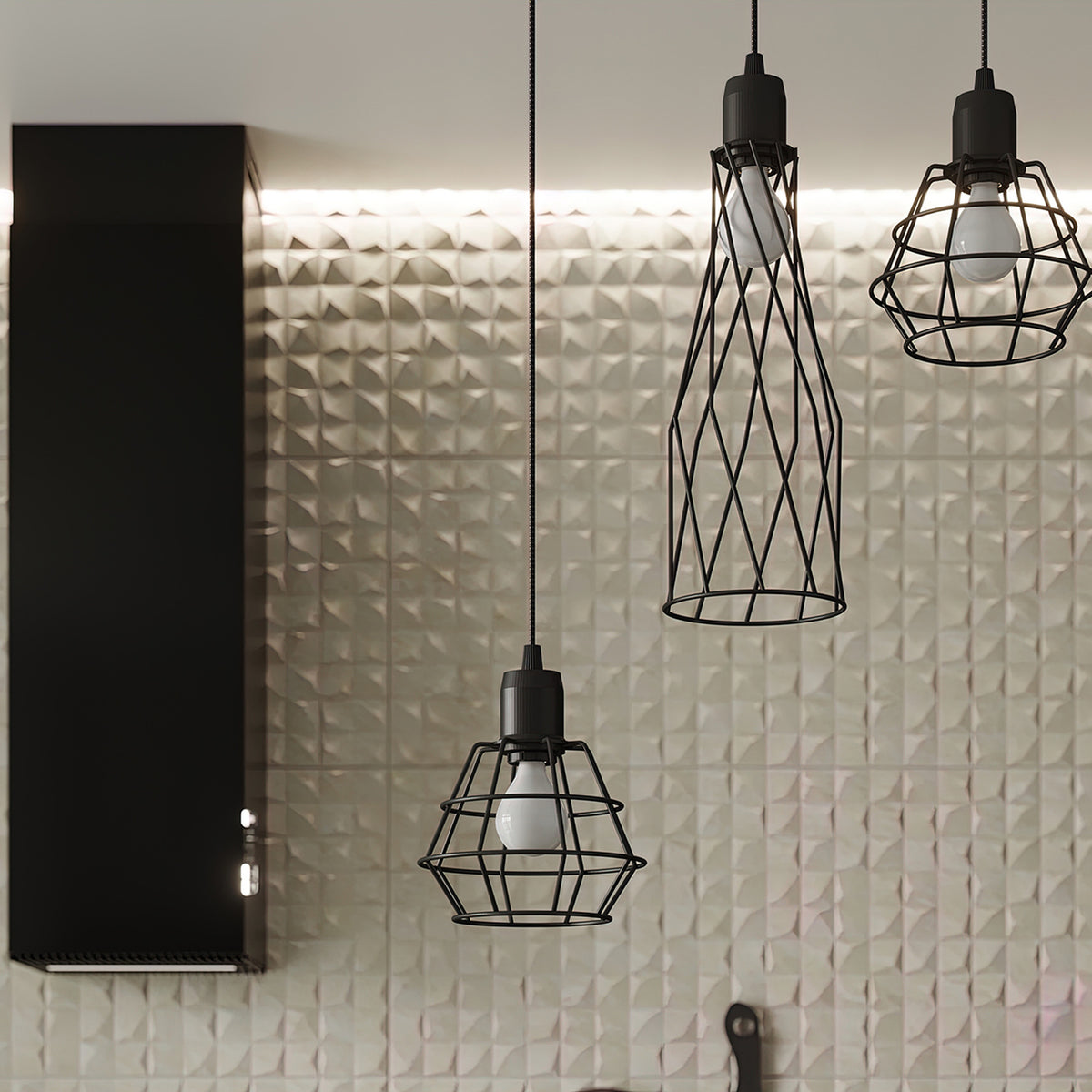 Pendant lamp SUBA 3P black
