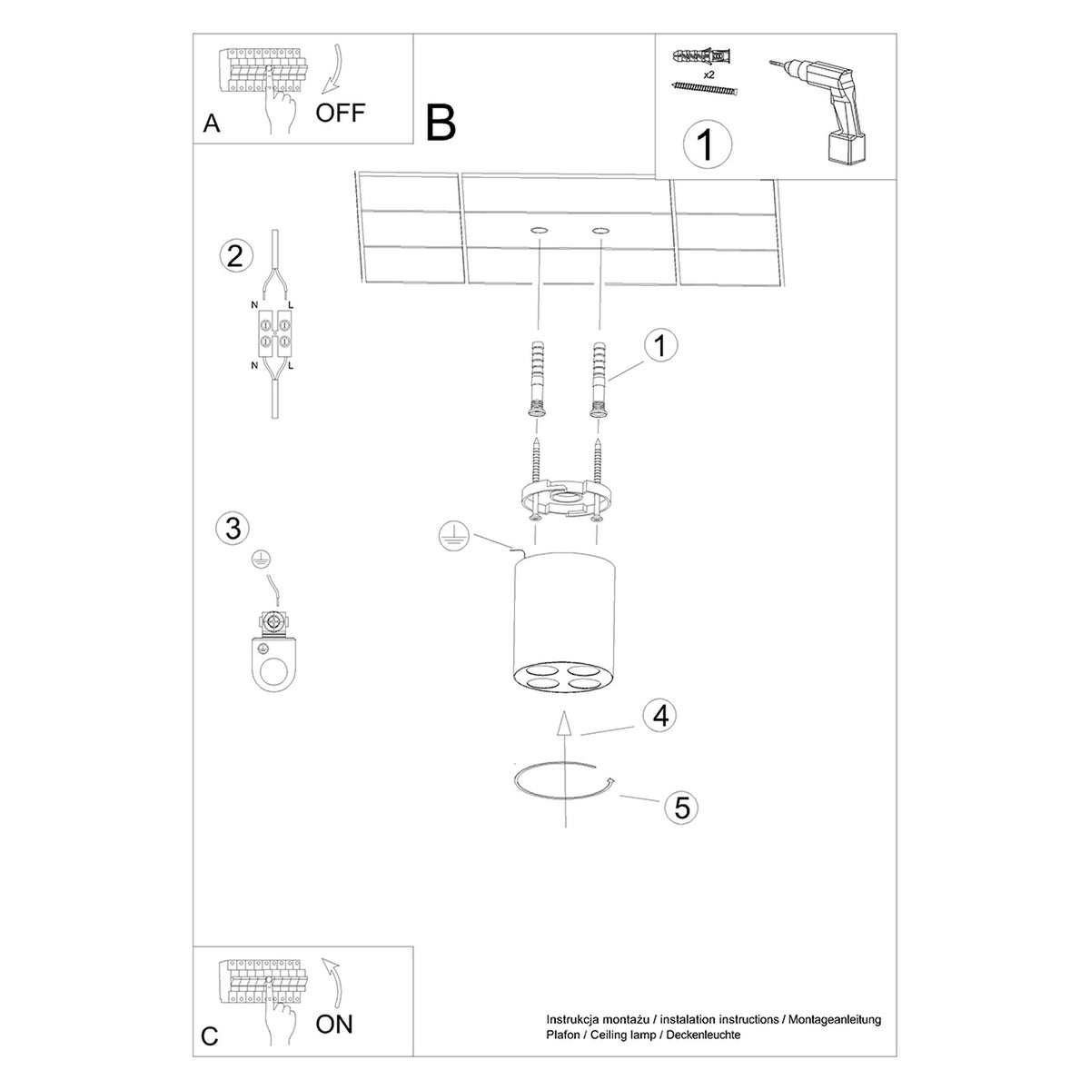 Ceiling lamp ZOE black LED
