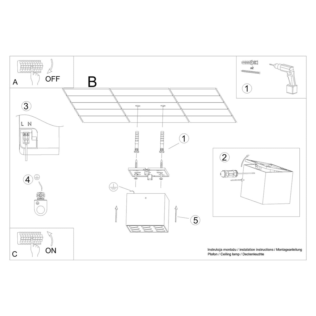 Ceiling lamp OZZY black LED