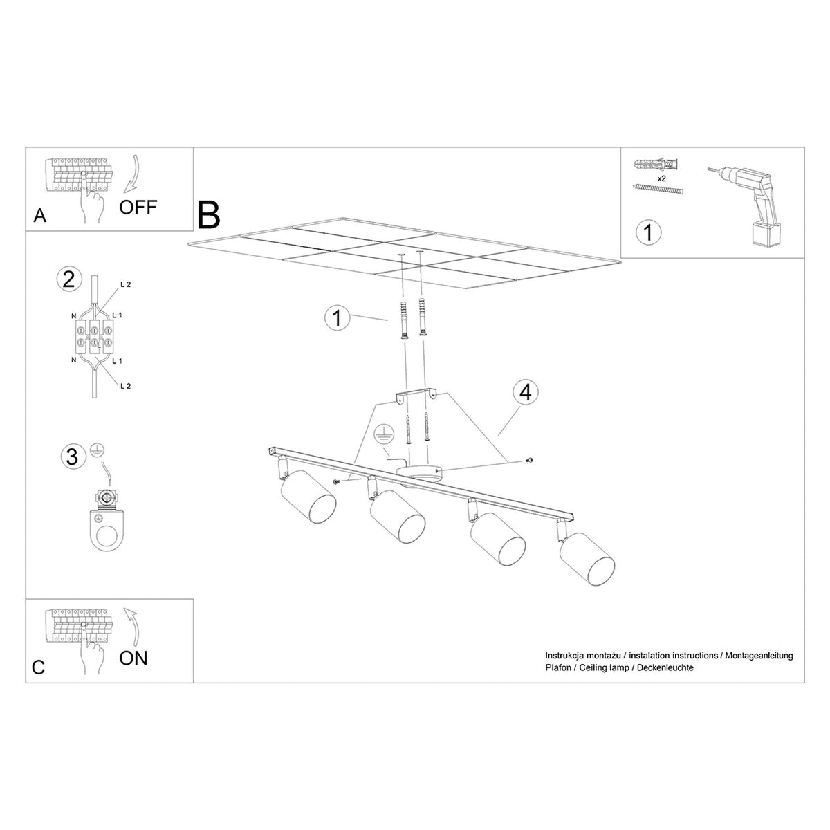 Ceiling lamp LEMMI 4L white