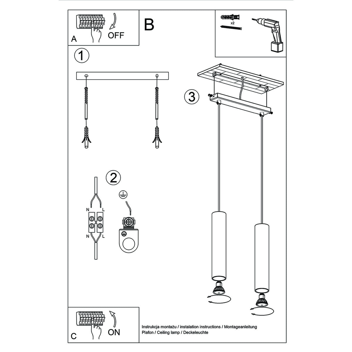 Pendant lamp LAGOS 2 polished gold