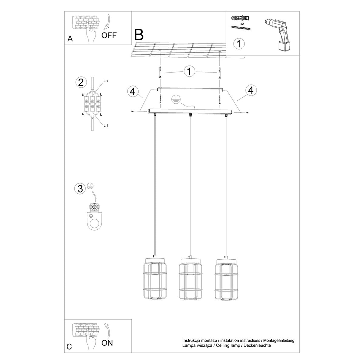 Pendant lamp GOTTO 3L