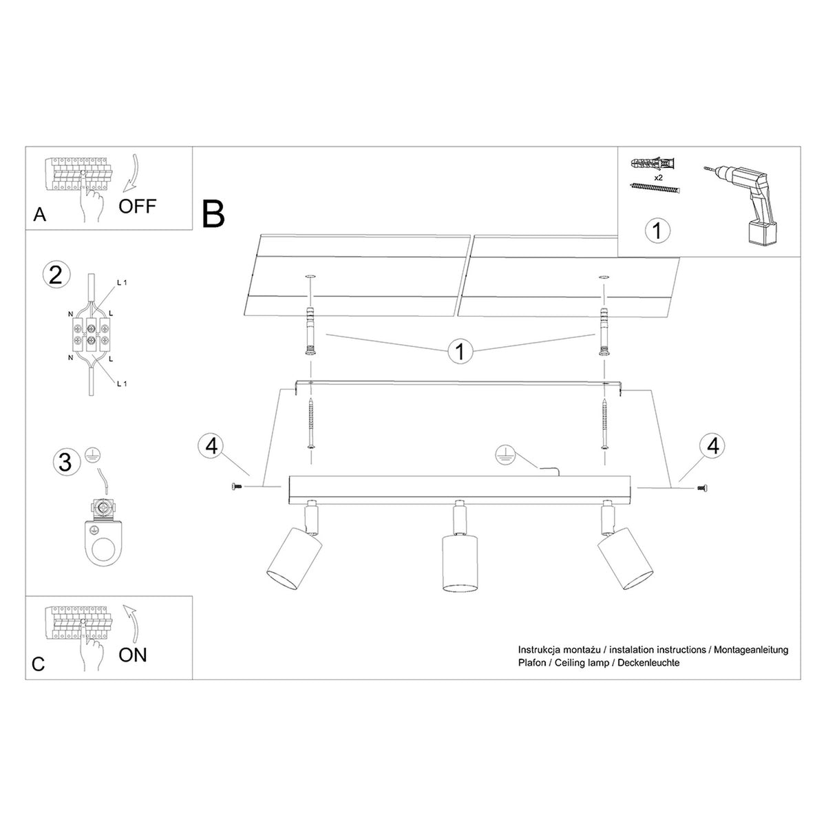 Ceiling lamp VERDO 3L white