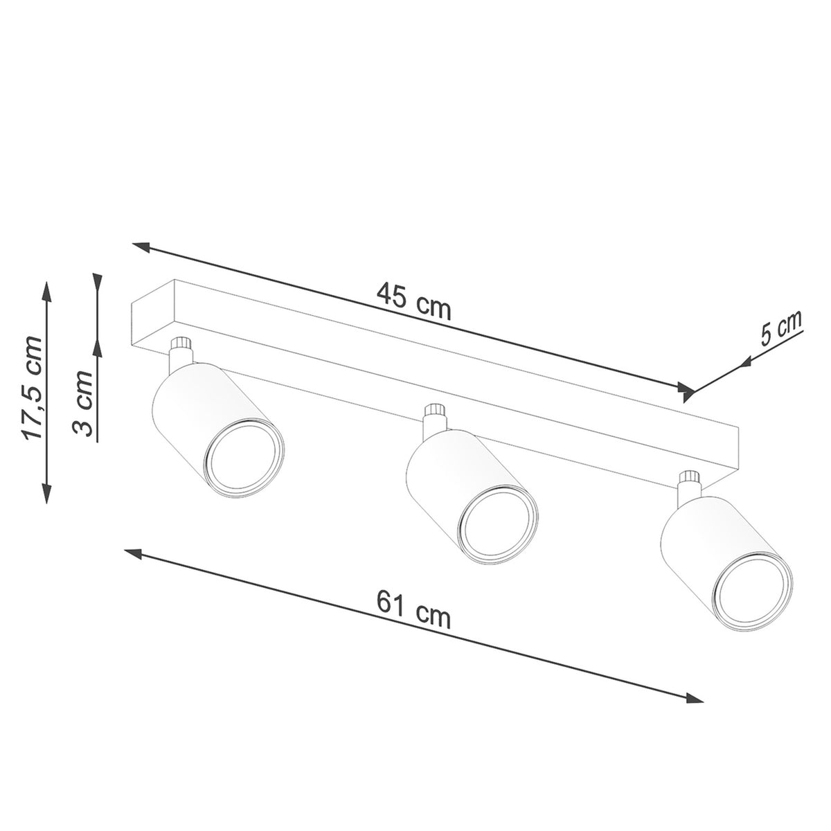 Ceiling lamp VERDO 3L black