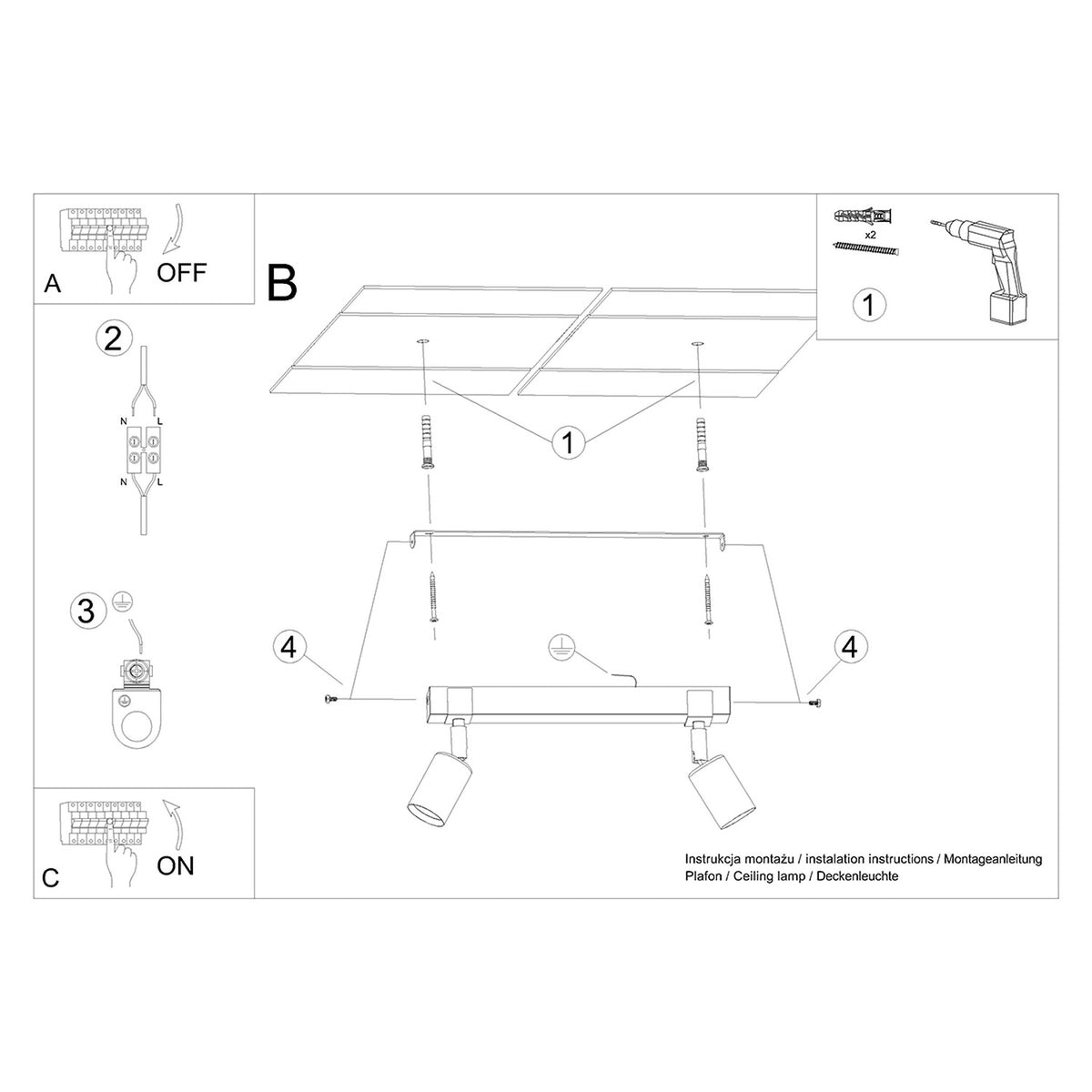 Ceiling lamp ZUCA 2 black
