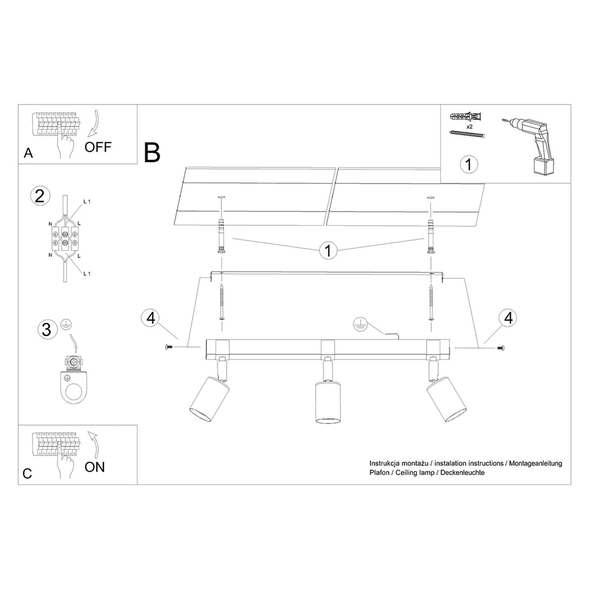 Ceiling lamp ZUCA 3 black