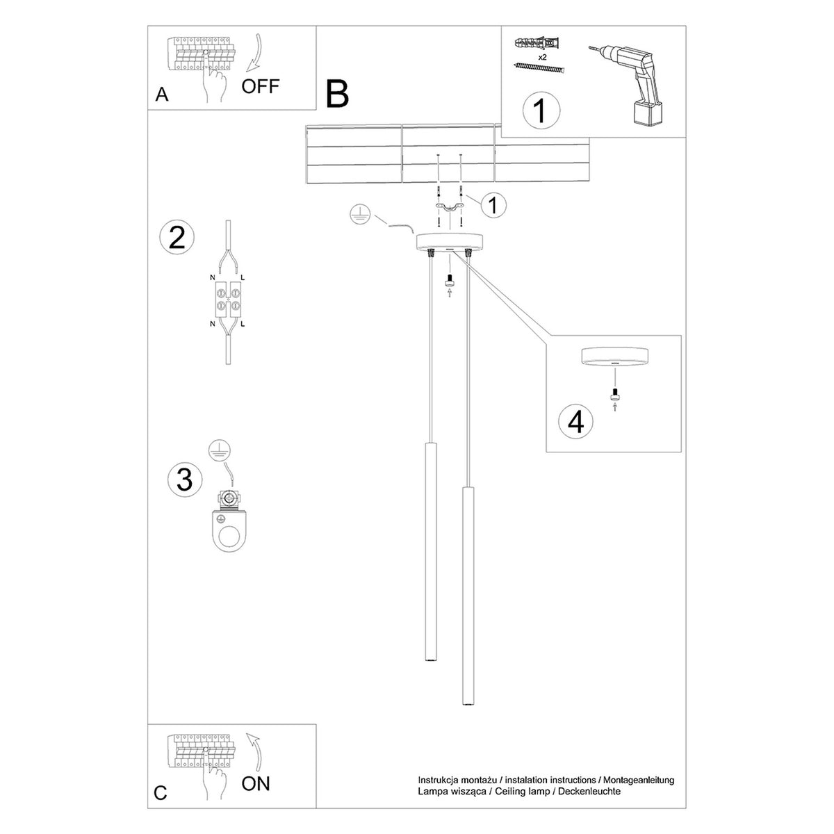 Pendant lamp PASTELO 2 gold
