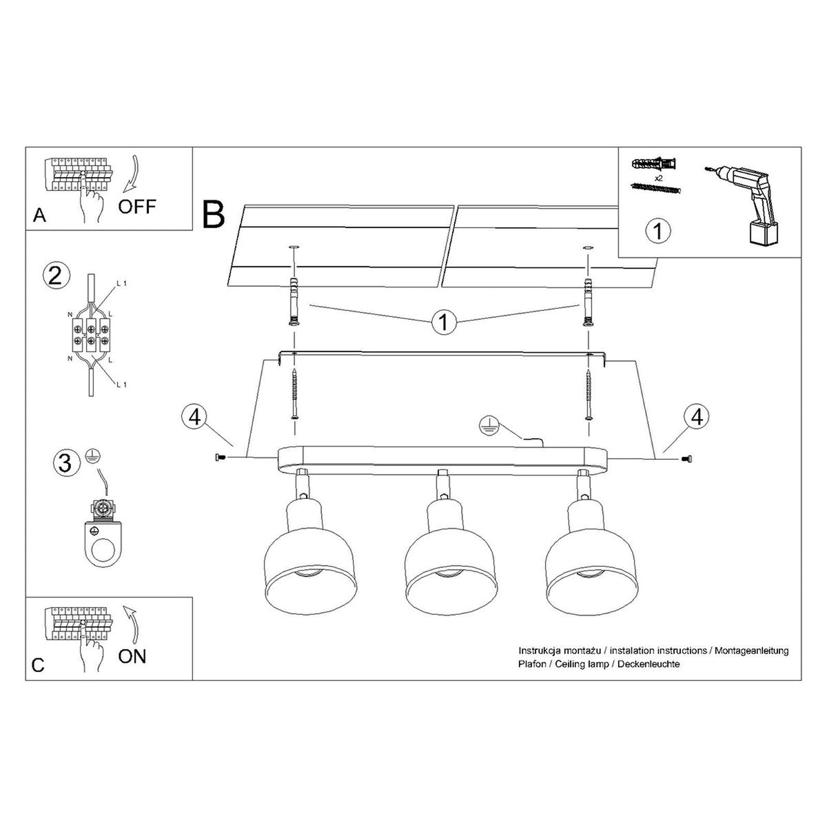 Ceiling lamp ELBA 3 black