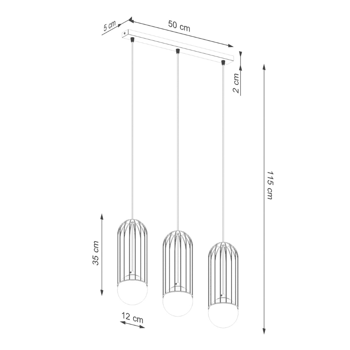 Pendant lamp BRINA 3L black