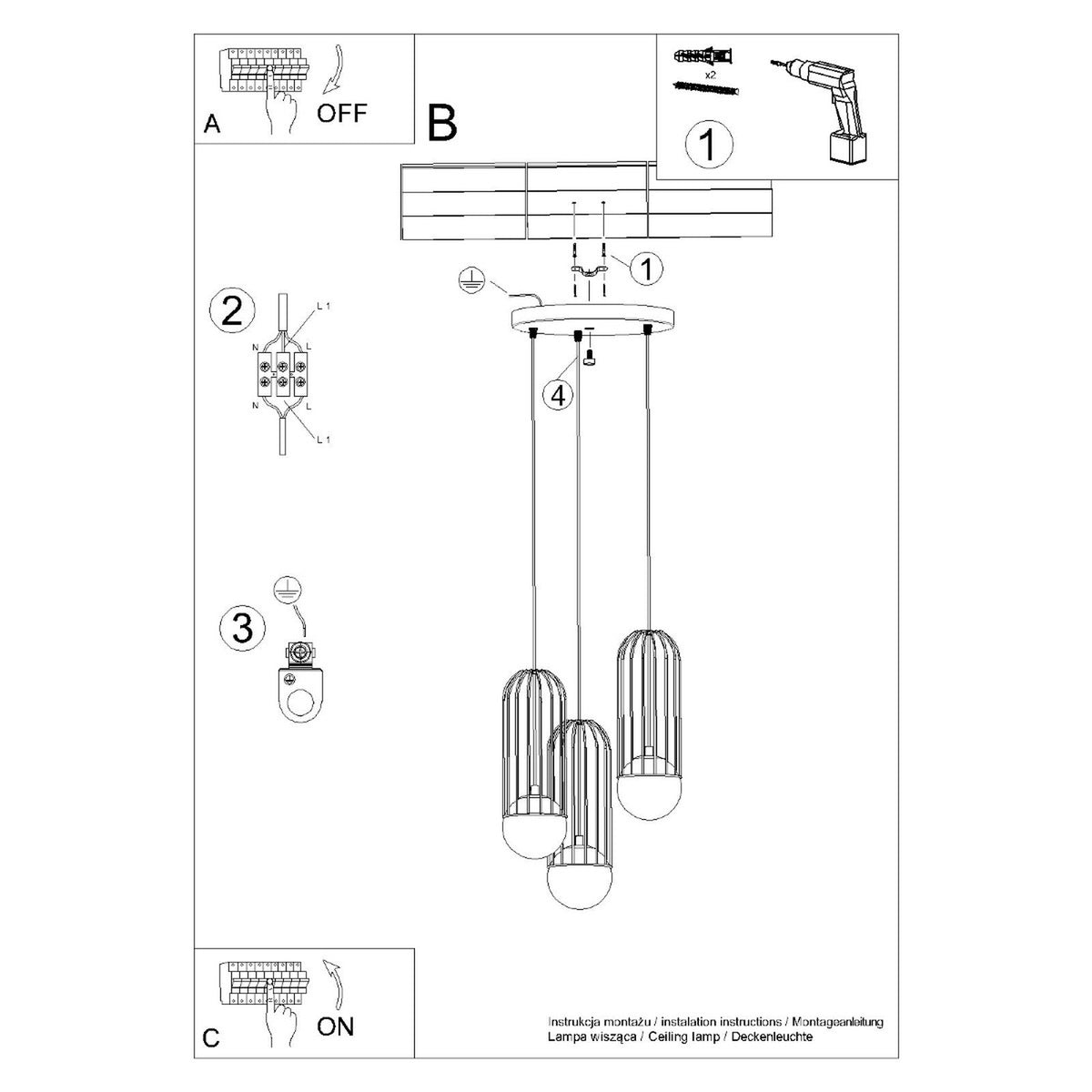 Pendant lamp BRINA 3P white