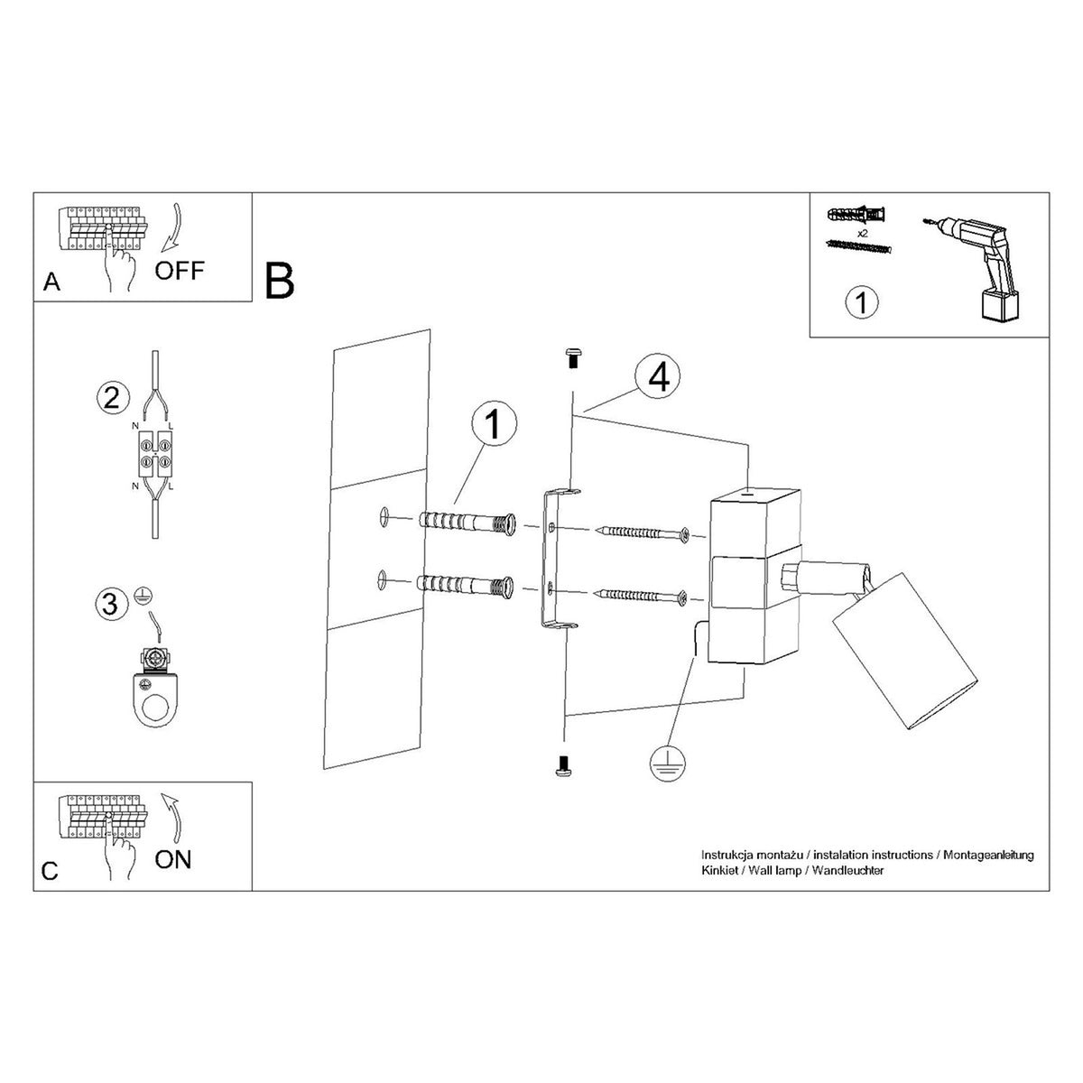 Wall lamp FAGER 1 black