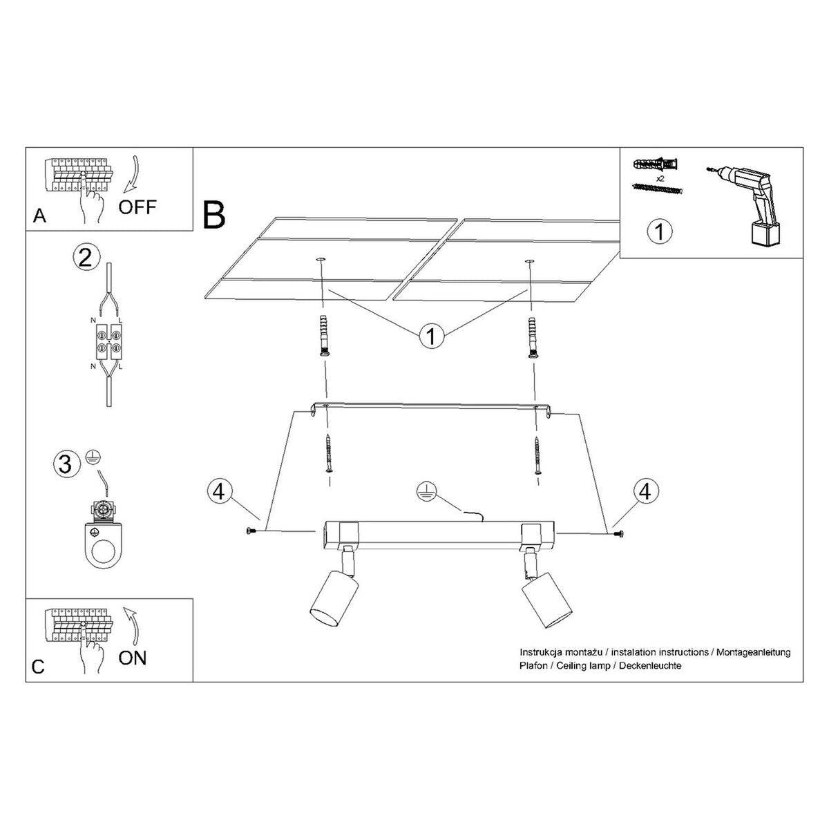 Ceiling lamp FAGER 2 black