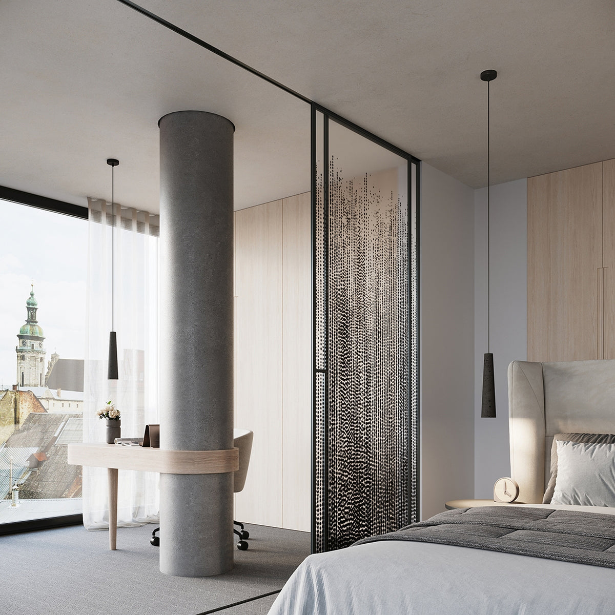 Pendant lamp ELECTRA black concrete