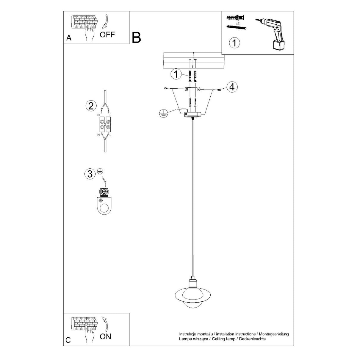 Pendant lamp HYPERION 1 black