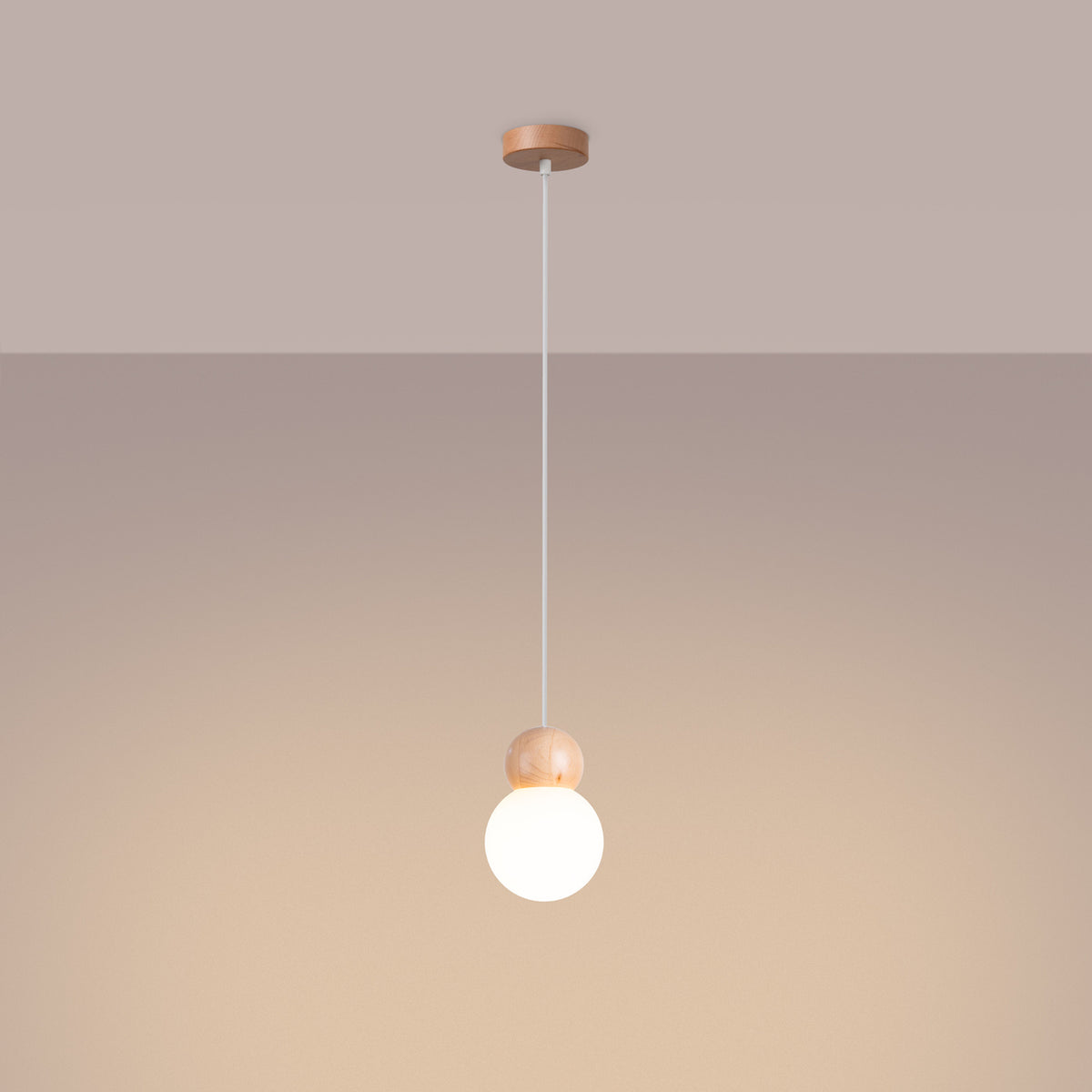 Pendant lamp PEKKA 1 white/natural wood