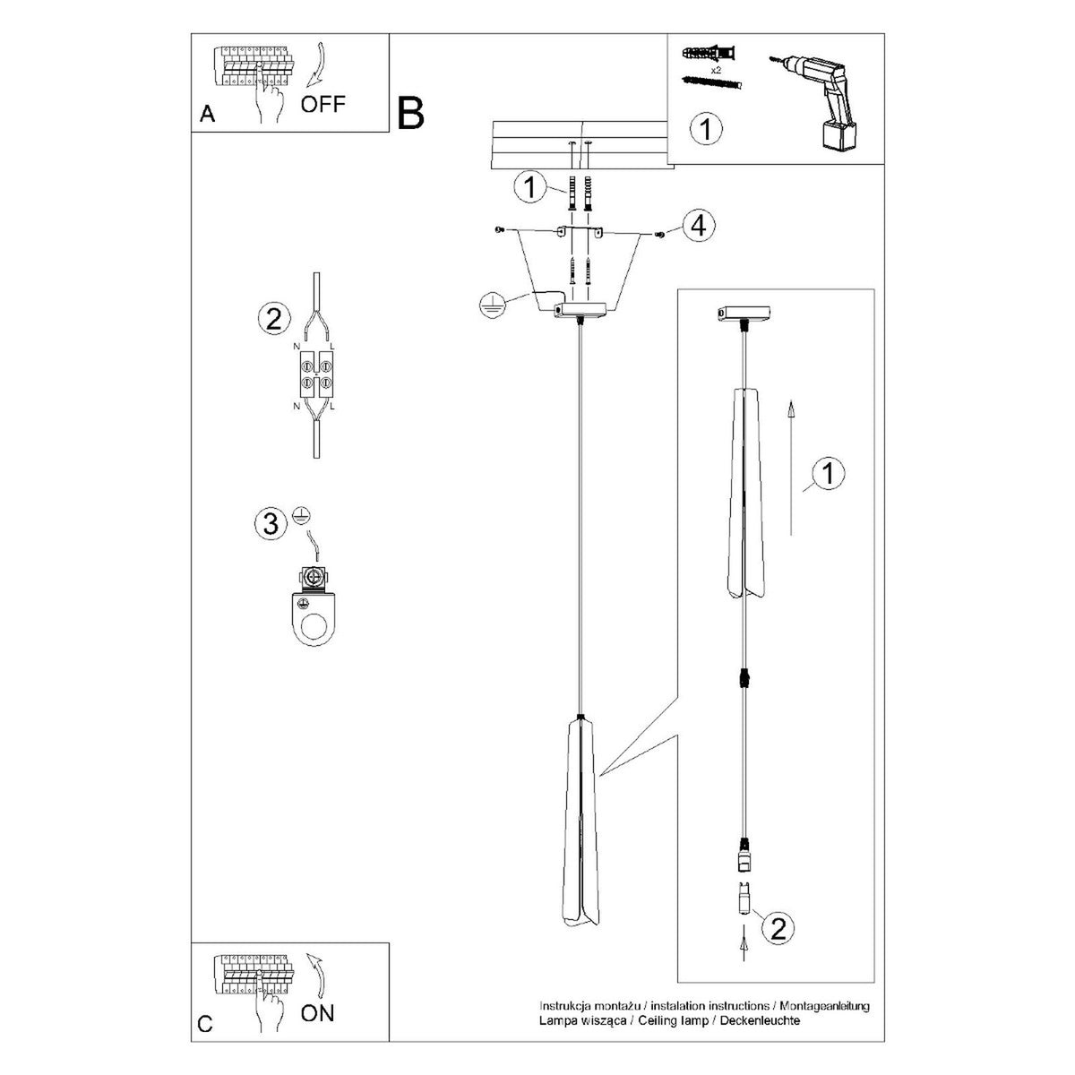 Pendant lamp PRYSM 1 white