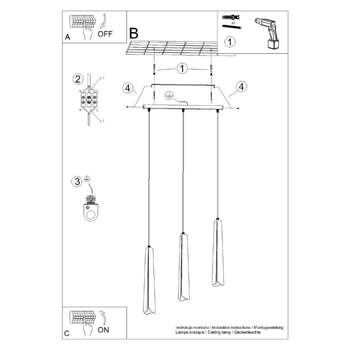Pendant lamp PRYSM 3L white