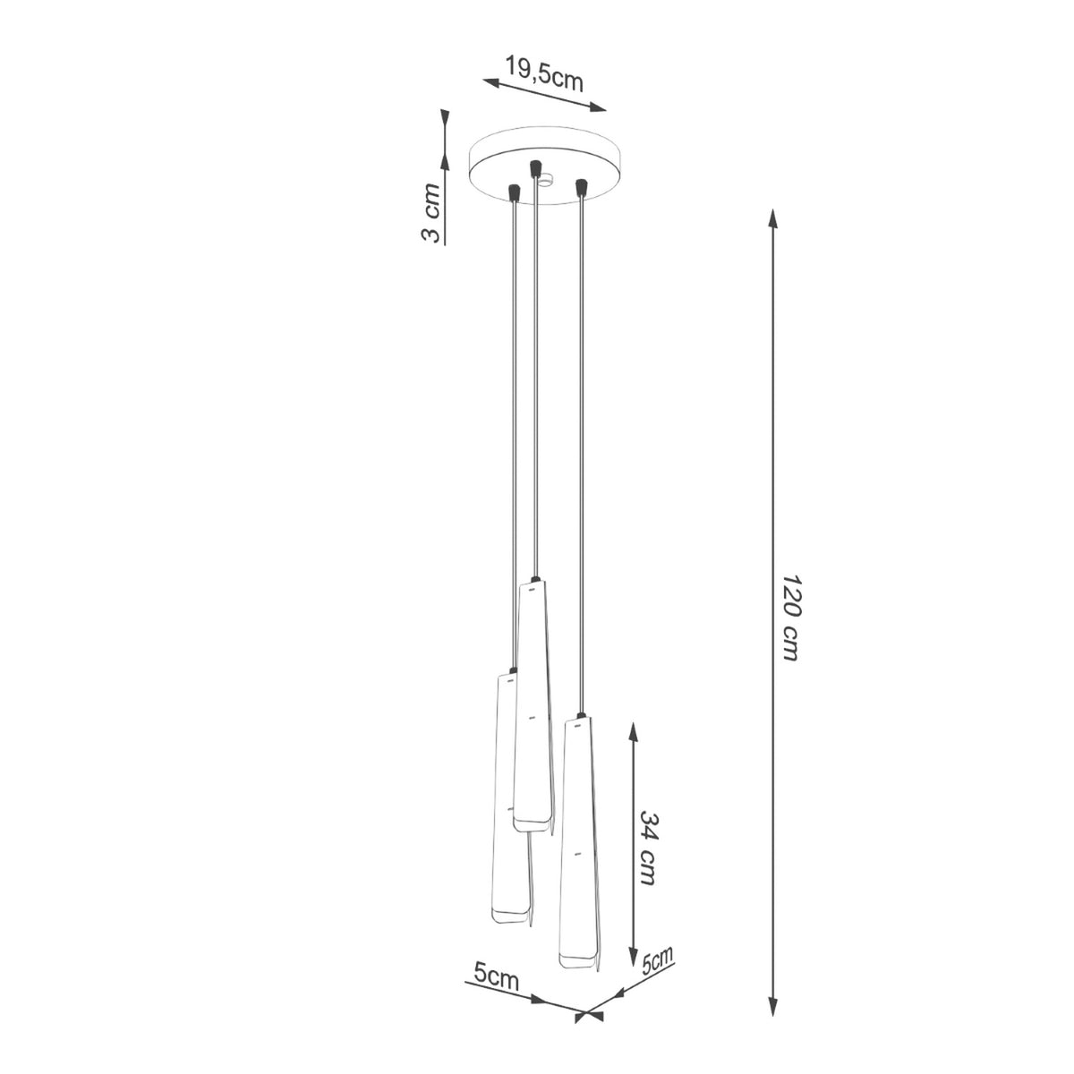 Pendant lamp PRYSM 3P black
