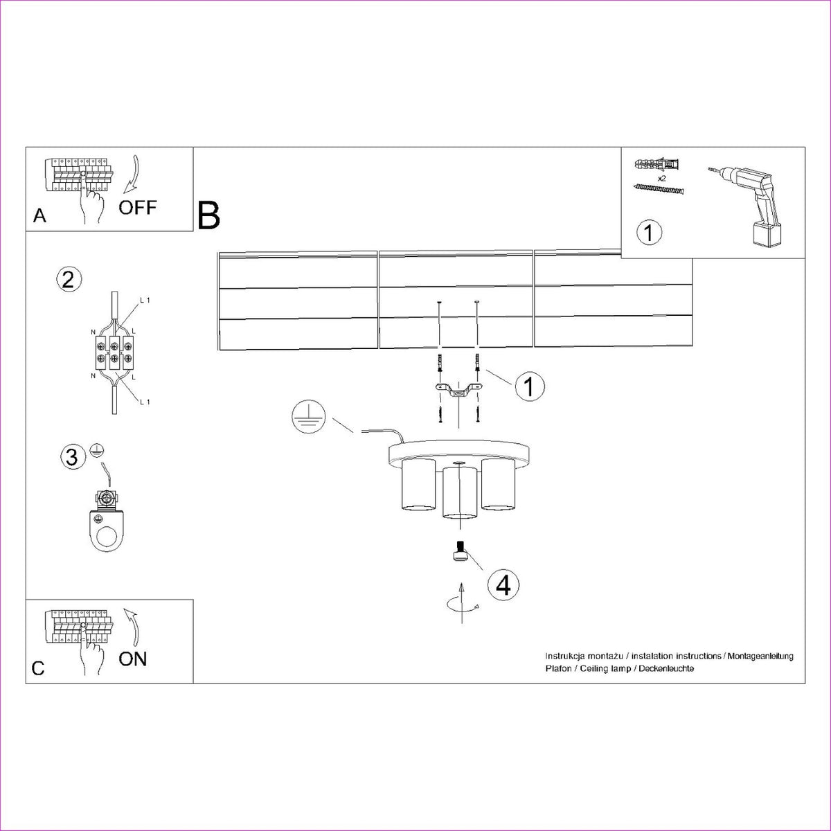 Ceiling lamp LAGOS 3P black