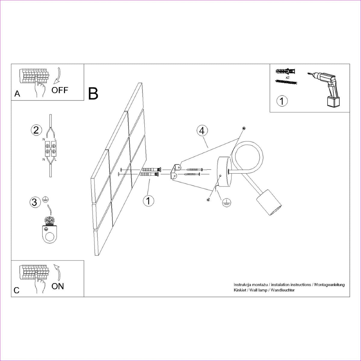 Wall lamp EMBER schwarz