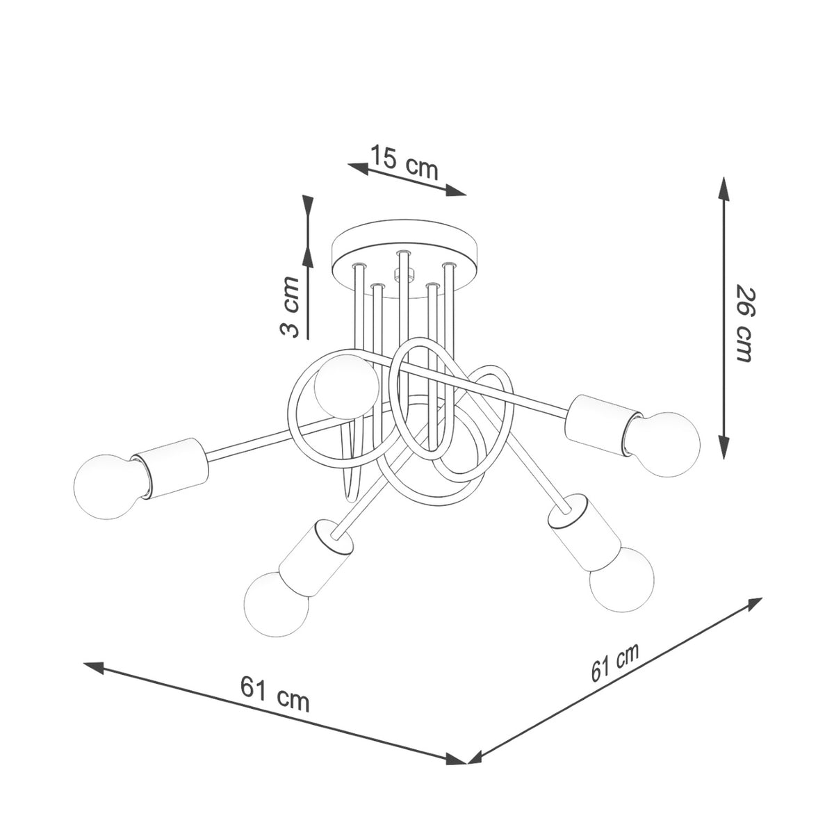 Chandelier EMBER 5 schwarz