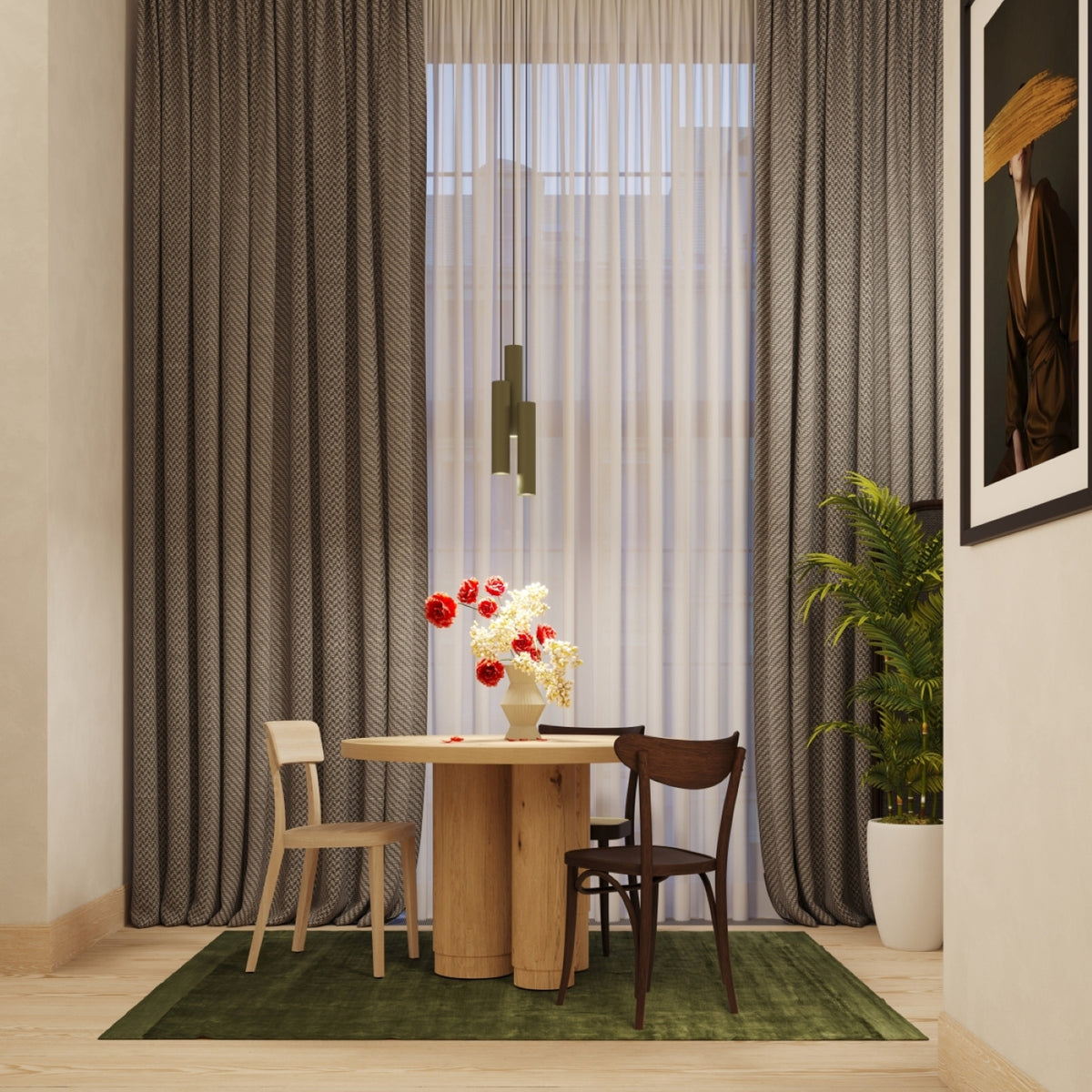 Pendant lamp LAGOS 3L olive green