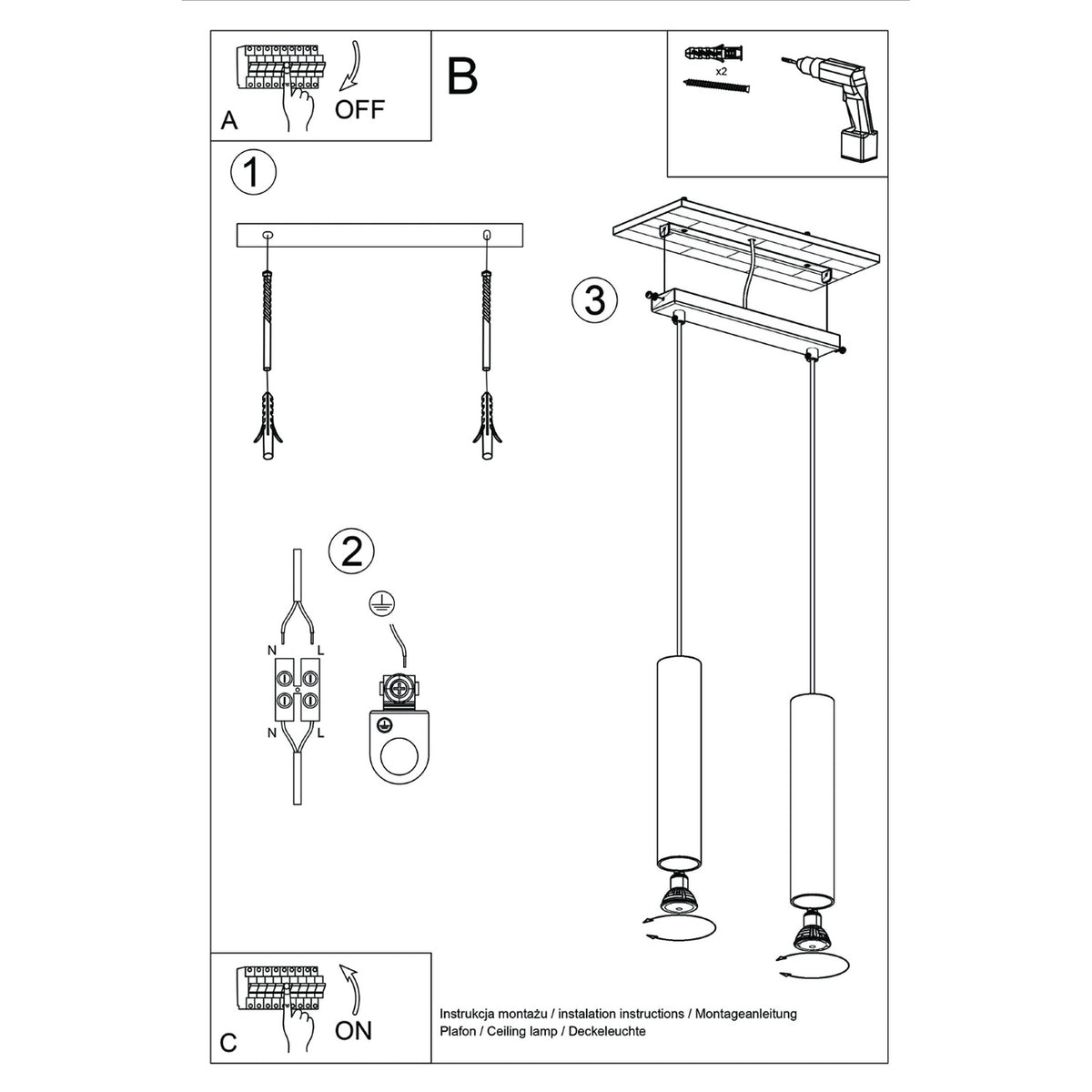 Pendant lamp LAGOS 2 red ochre