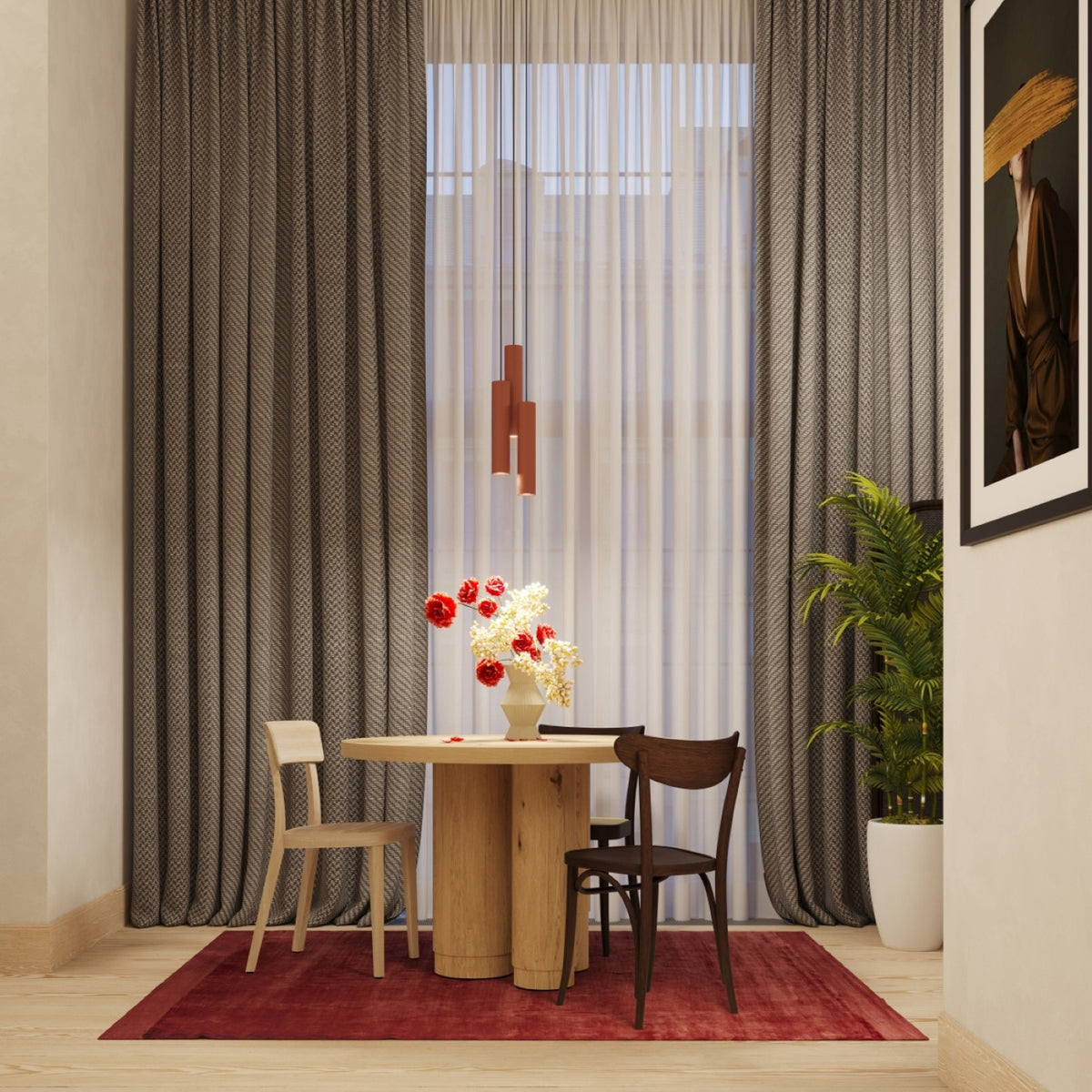 Pendant lamp LAGOS 3P red ochre