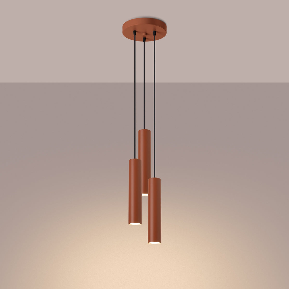Pendant lamp LAGOS 3P red ochre