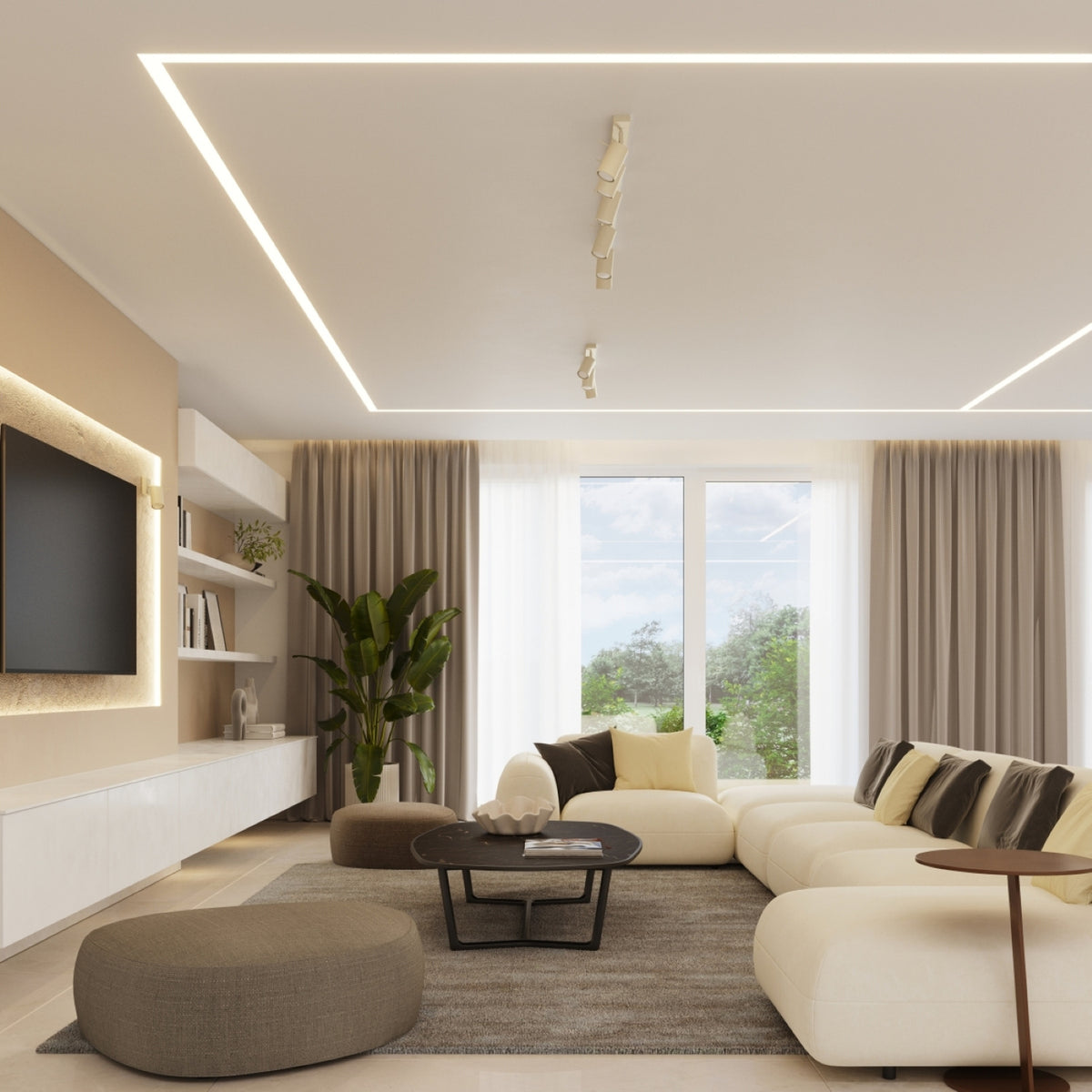 Ceiling lamp RING 6L beige