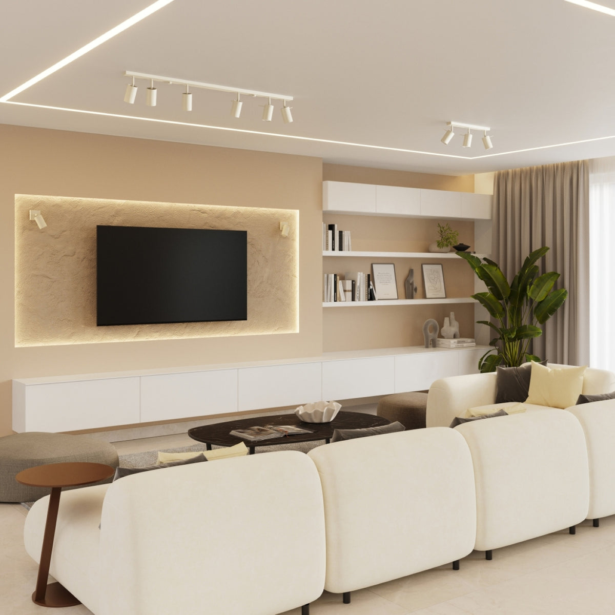 Ceiling lamp RING 6L beige