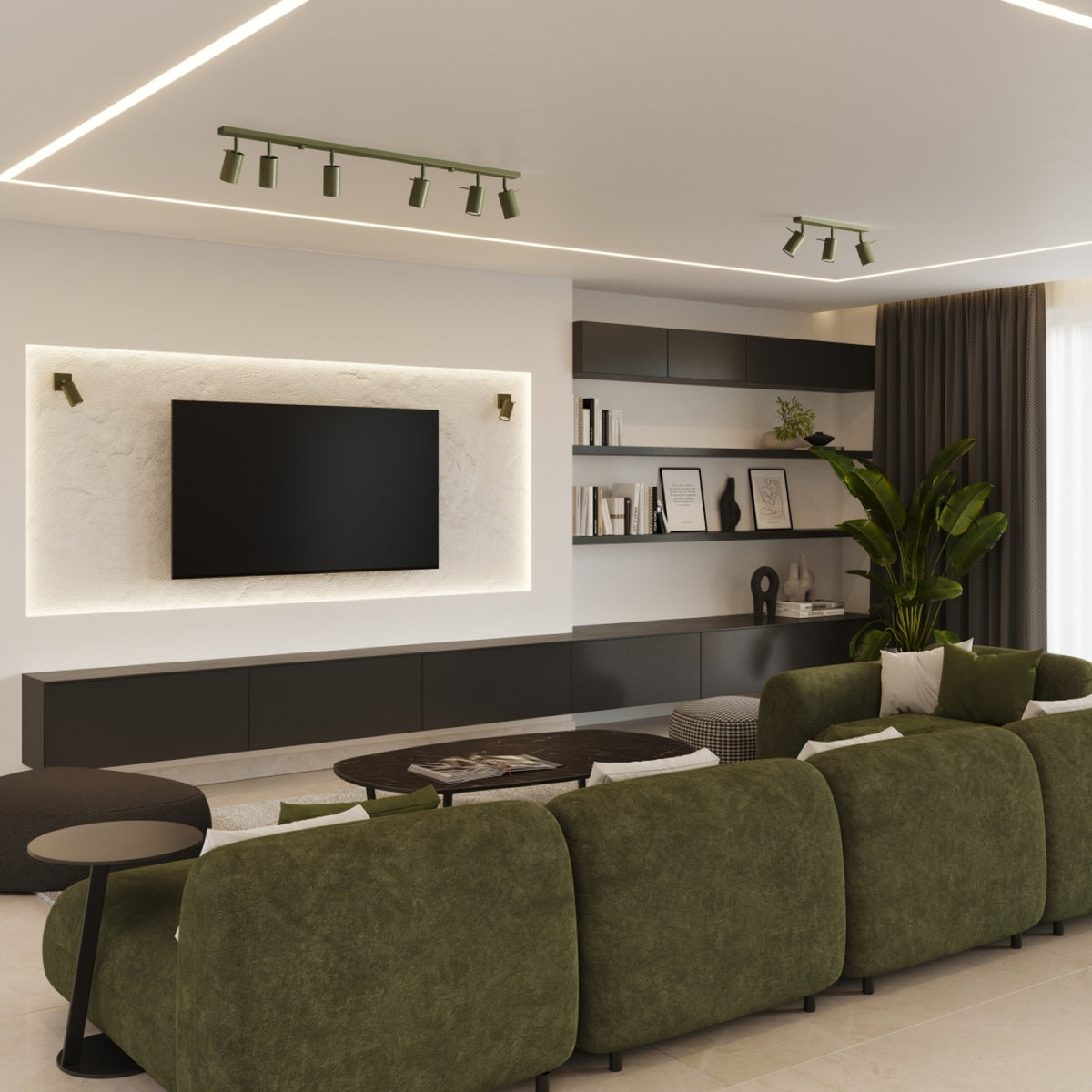 Ceiling lamp RING 6L olive green