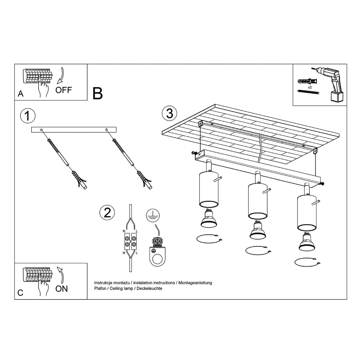 Ceiling lamp RING 3L red ochra