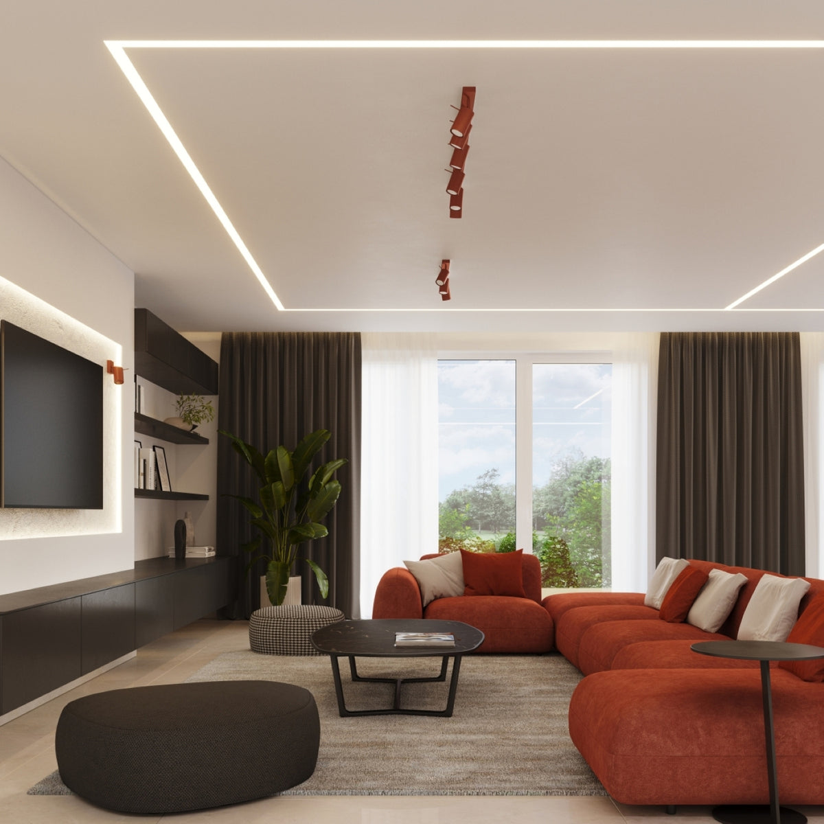 Ceiling lamp RING 6L red ochra
