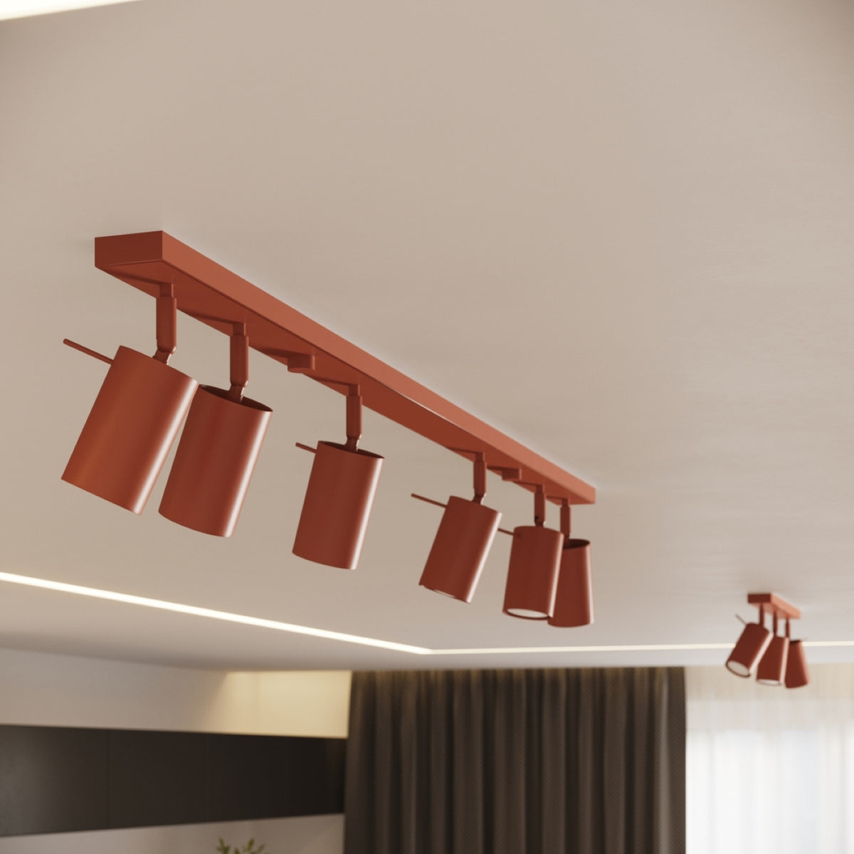 Ceiling lamp RING 6L red ochra