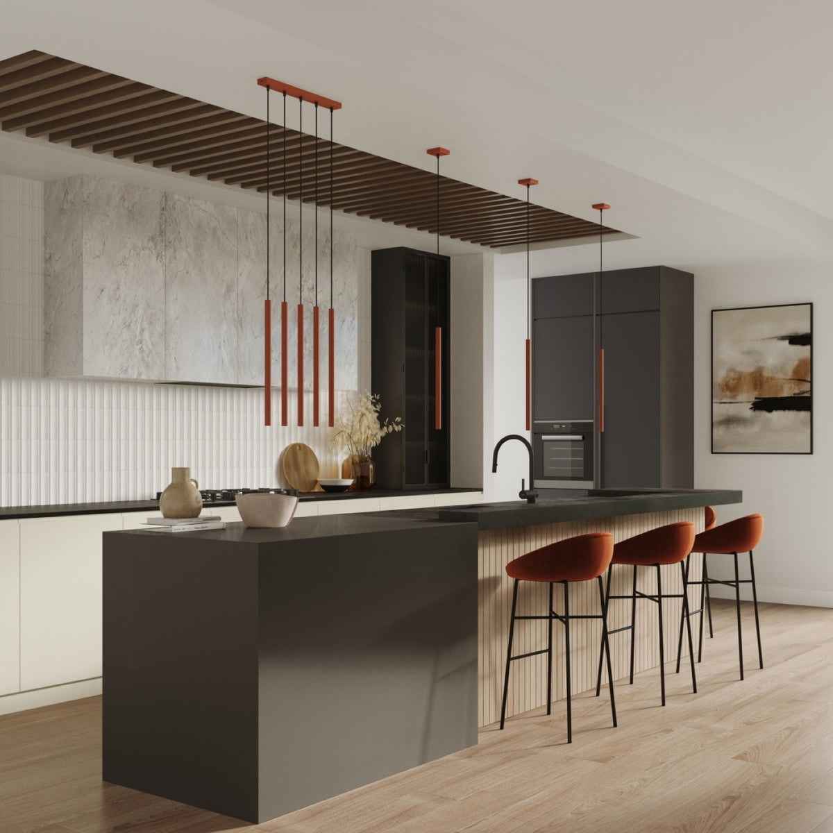 Pendant lamp PASTELO 5P red ochre