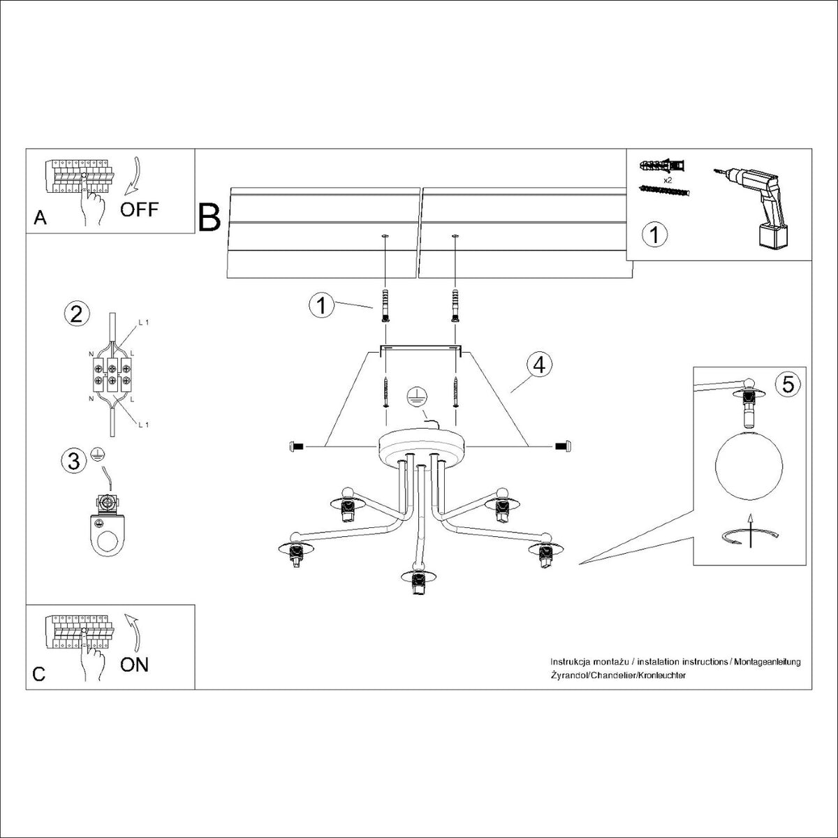 Chandelier ASTRAL 5 black