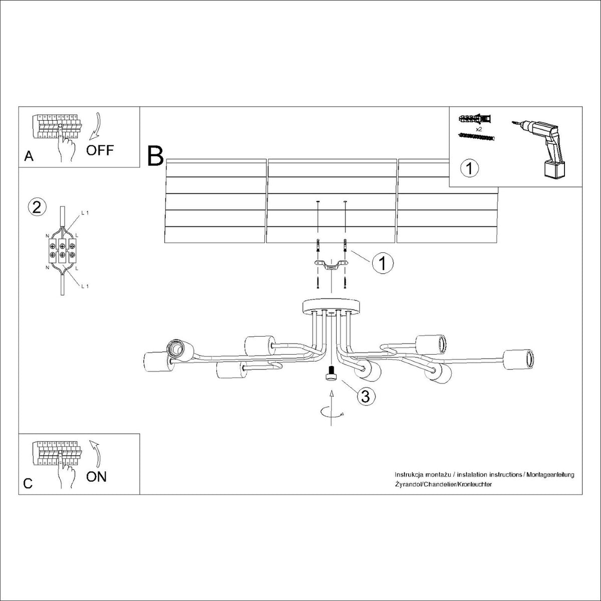 Chandelier TIMBO 8 black