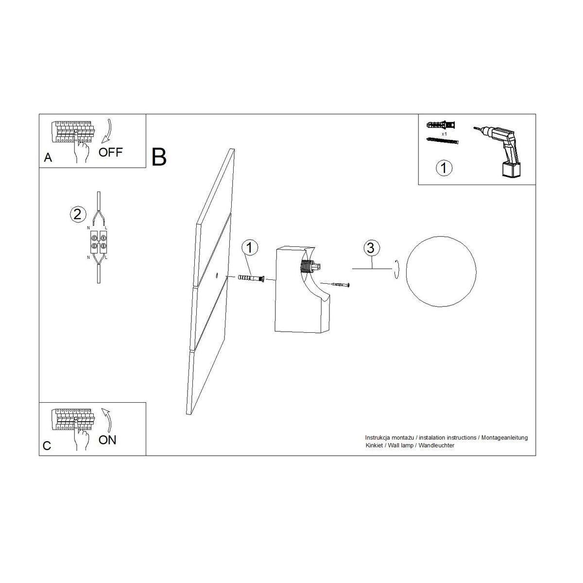 Wall lamp BULBO natural wood