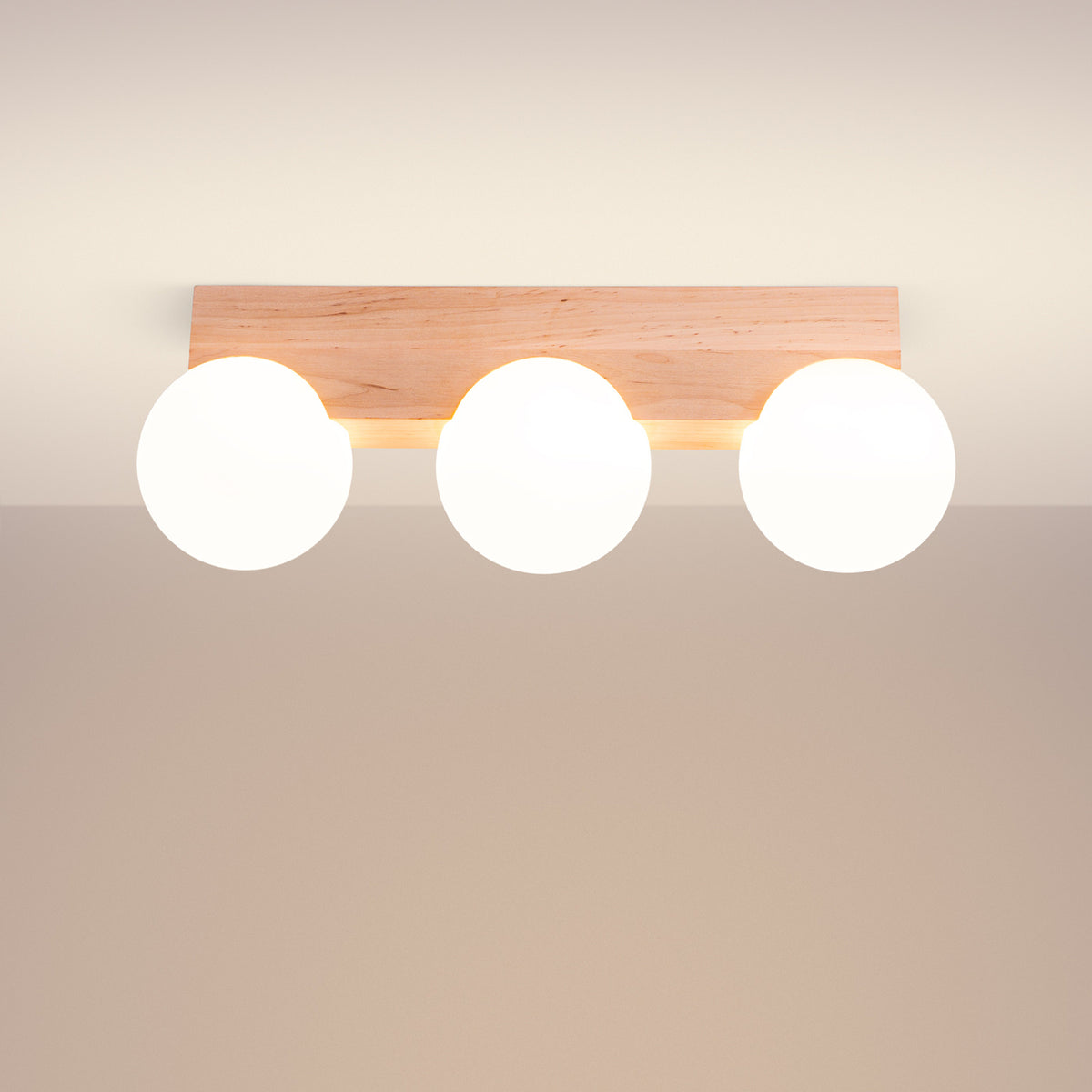 Ceiling lamp BULBO 3 natural wood
