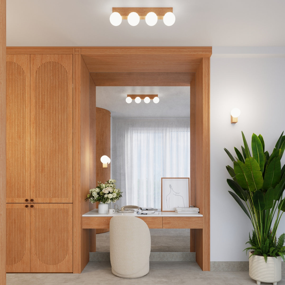 Ceiling lamp BULBO 4 natural wood