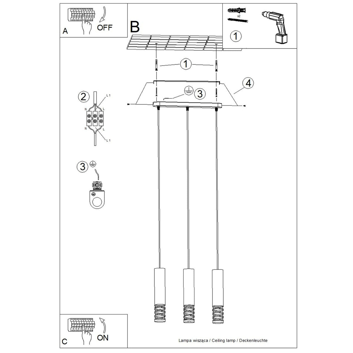 Pendant lamp LAMI 3L white