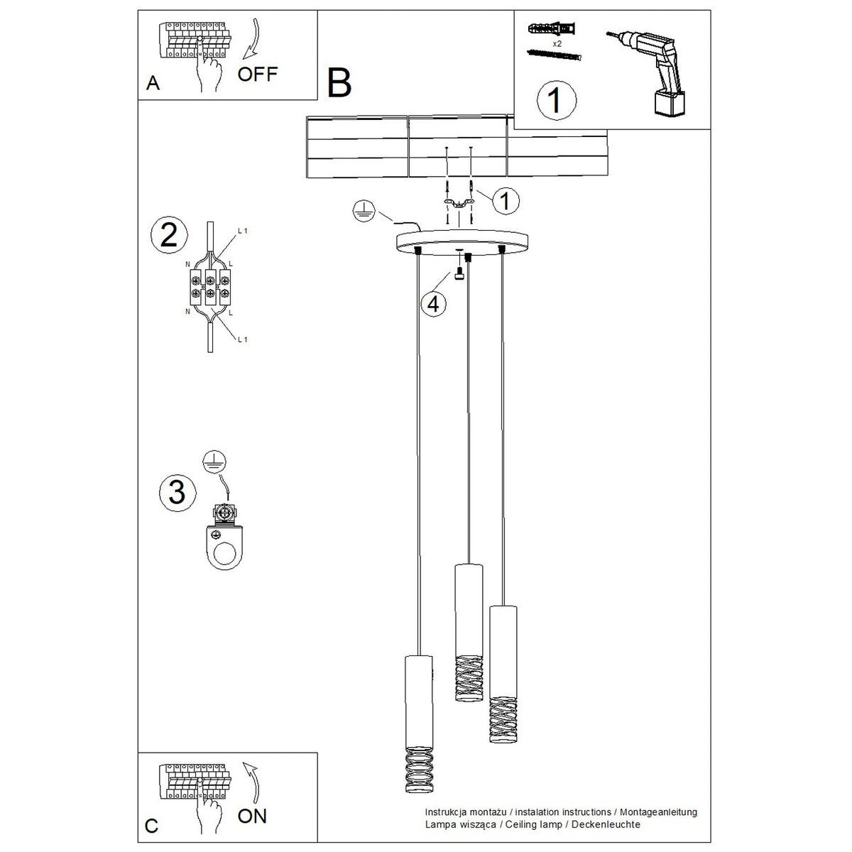 Pendant lamp LAMI 3P white